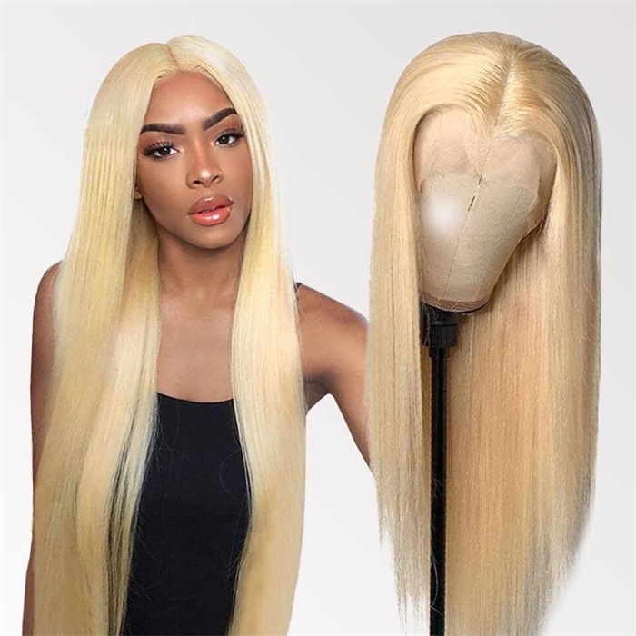 13x4 blonde color 613 straight lace front human hair wigs 3