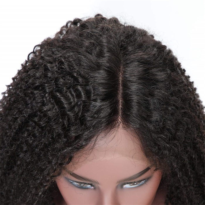 13x4 hd transparent lace front mongolia kinky curly hair wigs with baby hair 3