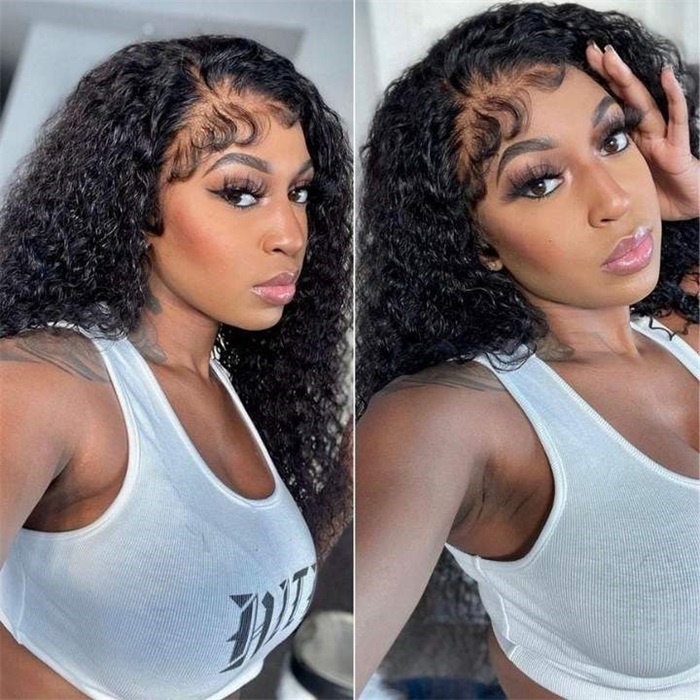 13x4 high quality jerry curly lace front human hair wigs 5