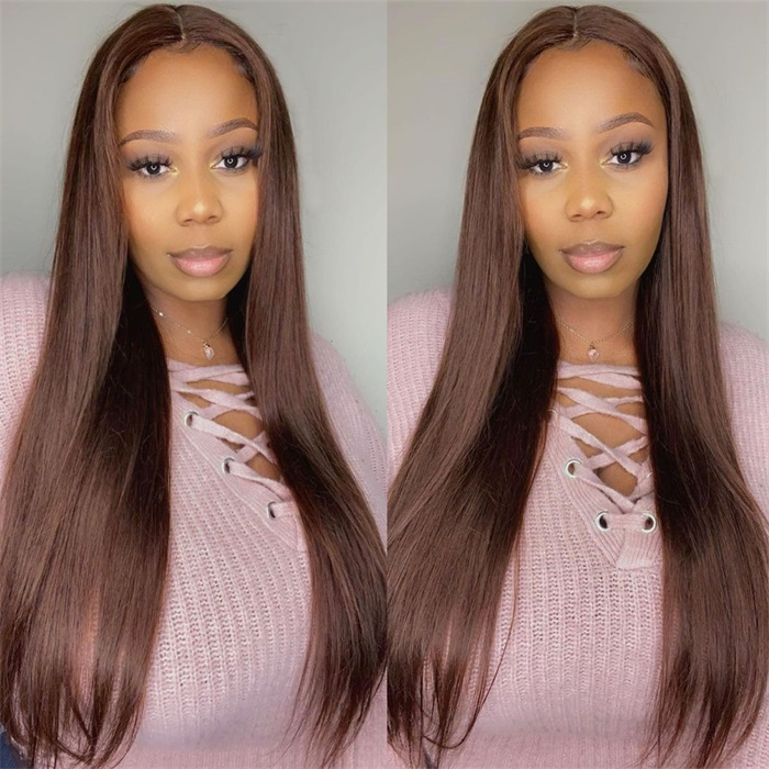 4 chocolate brown lace front wigs straight closure wigs 1