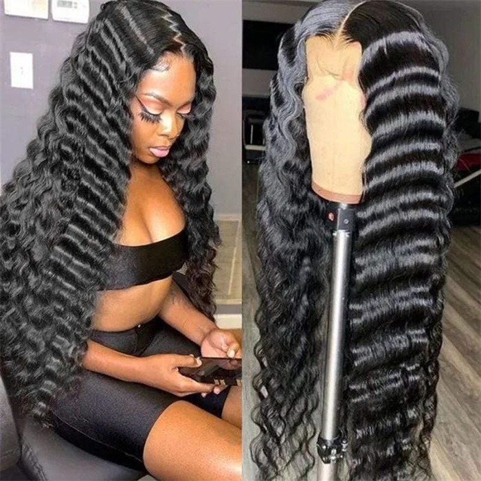 2021 most popular crimp loose deep wave lace front human hair wigs 3