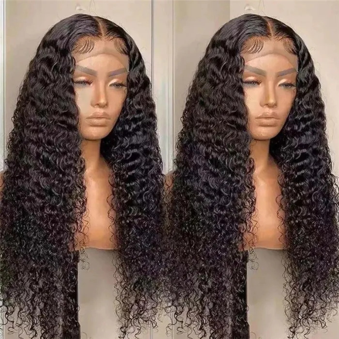 24-40inch long curly 13x4 lace frontal human hair wigs 2