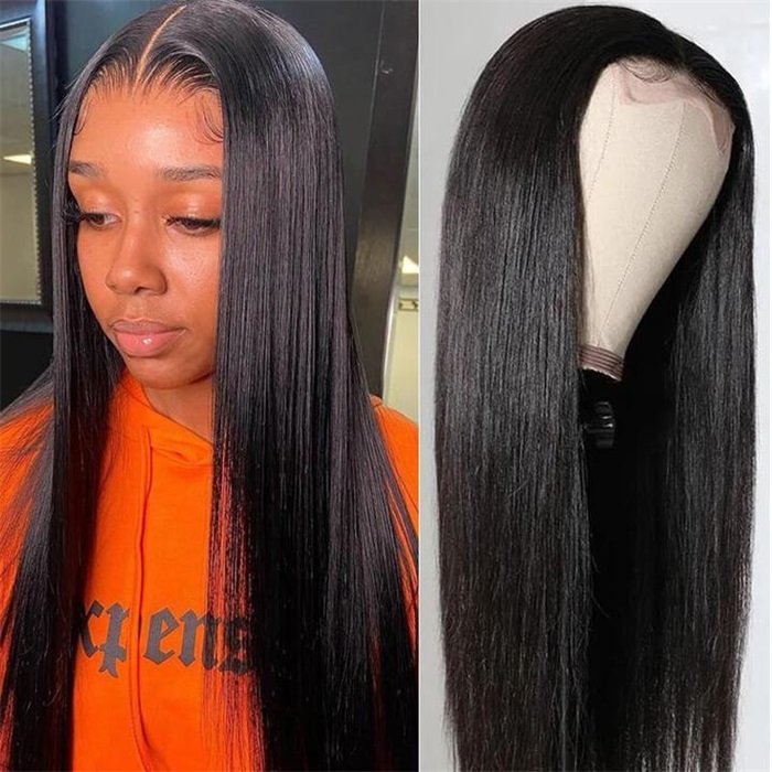 4x4 hd lace closure wigs silky straight human hair wigs with natural hairline 3