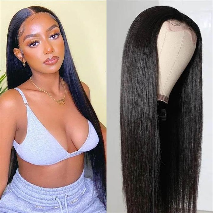 4x4 hd lace closure wigs silky straight human hair wigs with natural hairline 4