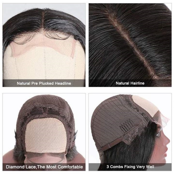 4x4 hd lace closure wigs silky straight human hair wigs with natural hairline 5