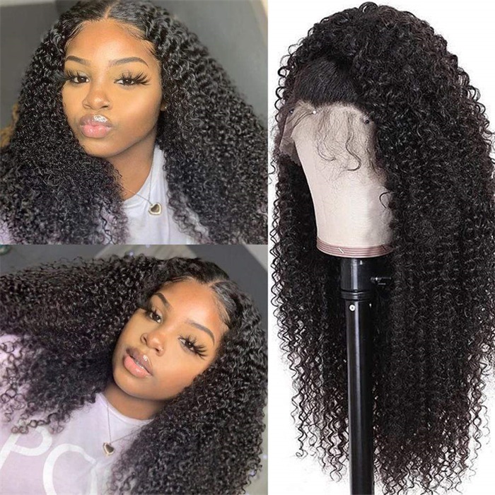 affordable 360 lace kinky curly pre plucked human hair wigs 1