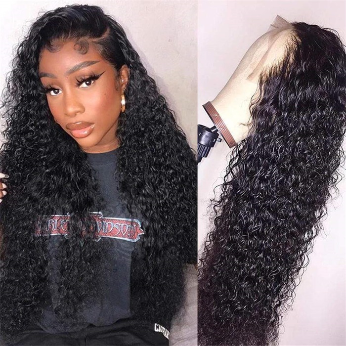 affordable 360 lace kinky curly pre plucked human hair wigs 4