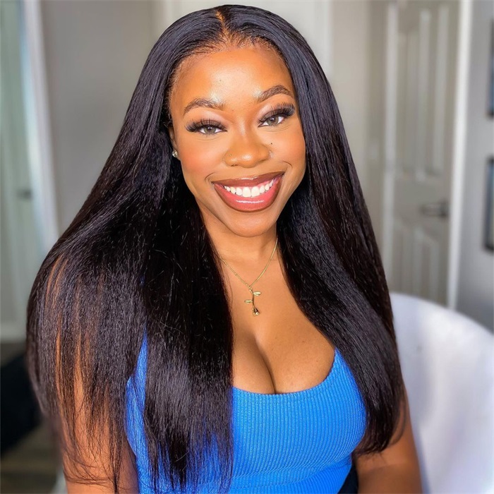 affordable 360 lace kinky straight pre plucked human hair wigs 4