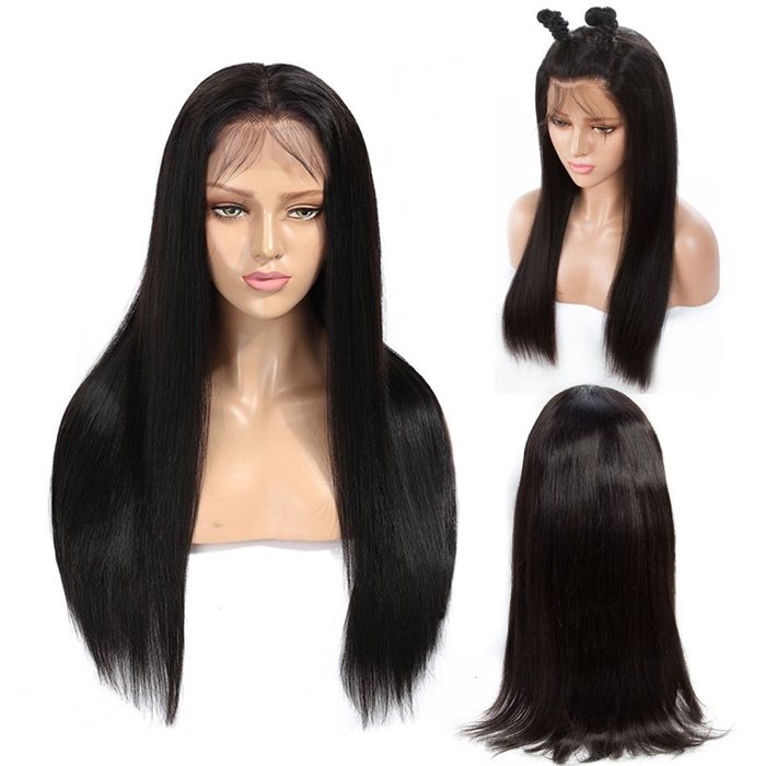 affordable 360 lace straight pre plucked human hair wigs 4