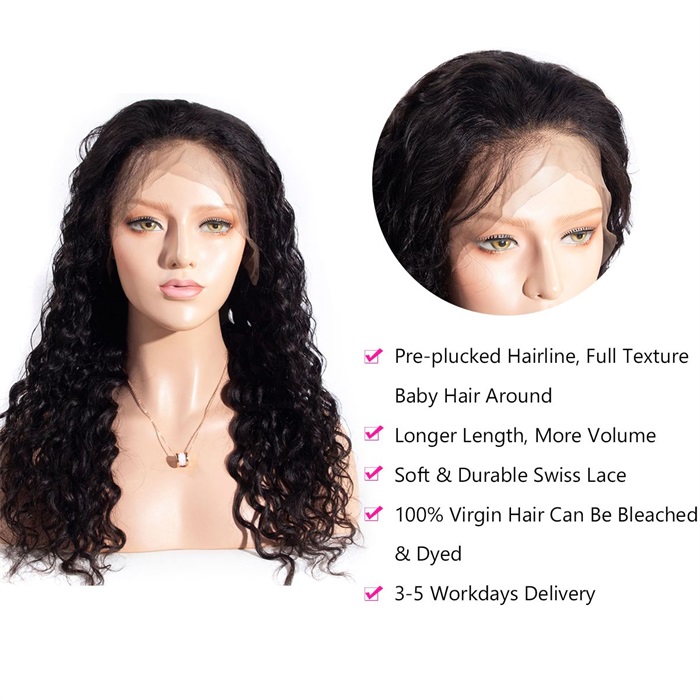 affordable 360 lace water wave pre plucked human hair wigs 4