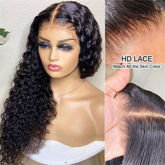affordable hd lace water wave lace front human hair wigs 100% human hair 3