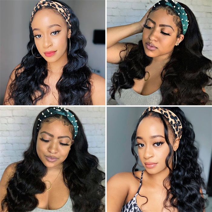 affordable headband body wave pre plucked human hair wigs 4