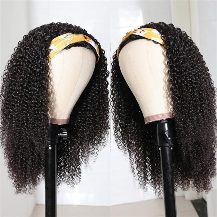 affordable headband kinky curly pre plucked human hair wigs 2