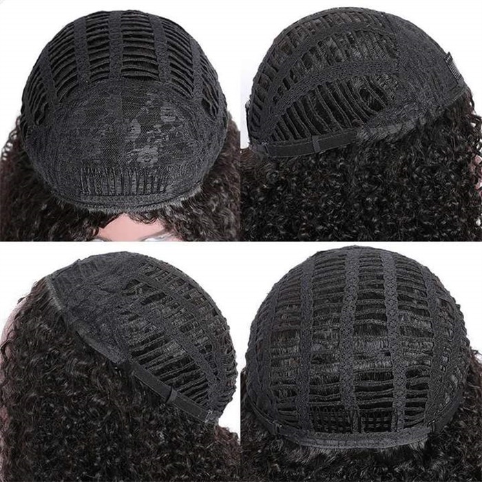 affordable headband kinky curly pre plucked human hair wigs 6