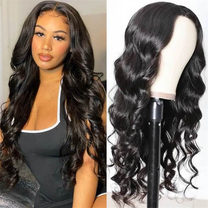 affordable loose deep wave 4x4 lace wigs natural black color pre-plucked human hair wigs with baby hair natural color 3