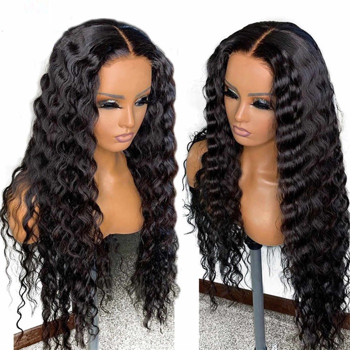 affordable loose deep wave 5x5 lace wig pre plucked human hair closure wigs 1