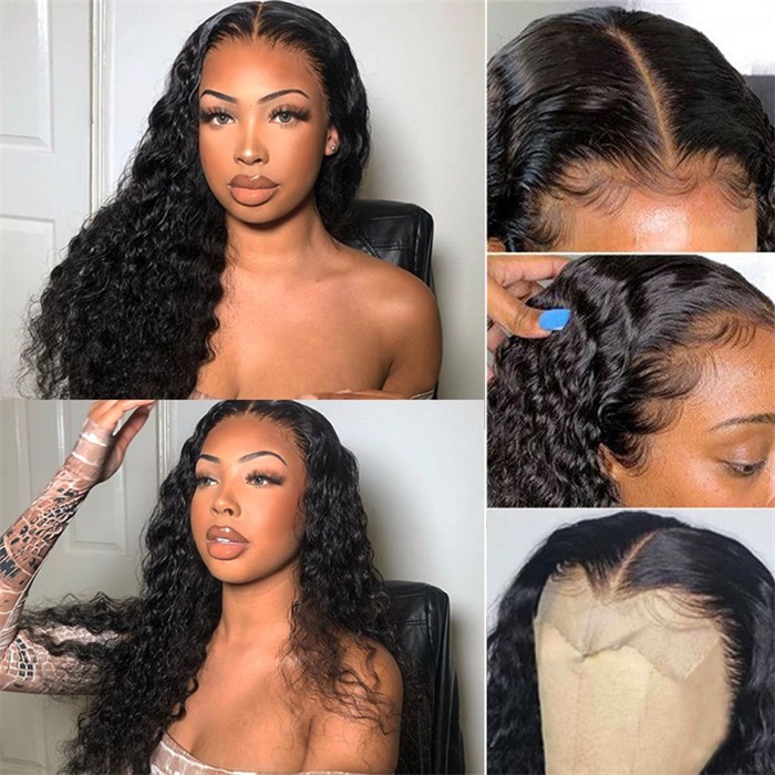 affordable loose deep wave 5x5 lace wig pre plucked human hair closure wigs 4