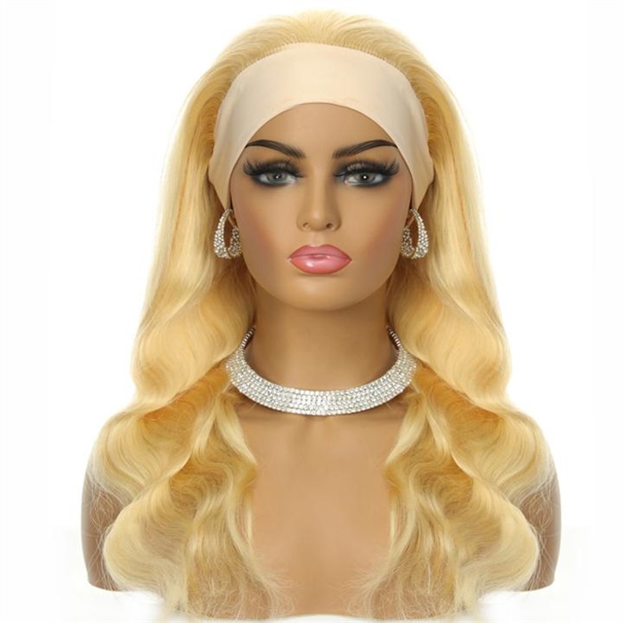 blonde headband wigs no lace no gel no glue 2
