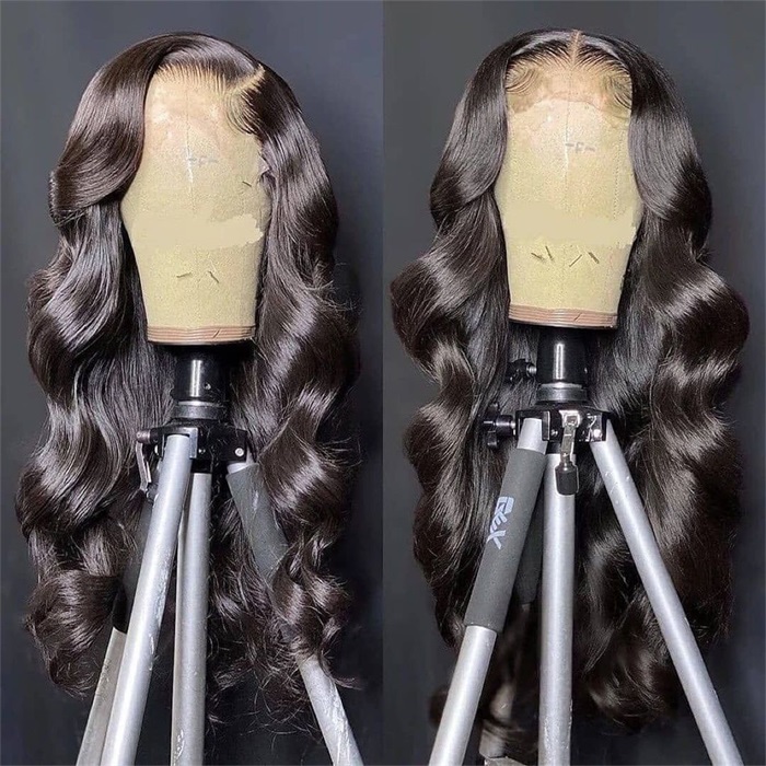 body wave 360 lace frontal wig natural color pre-plucked with baby hair 2