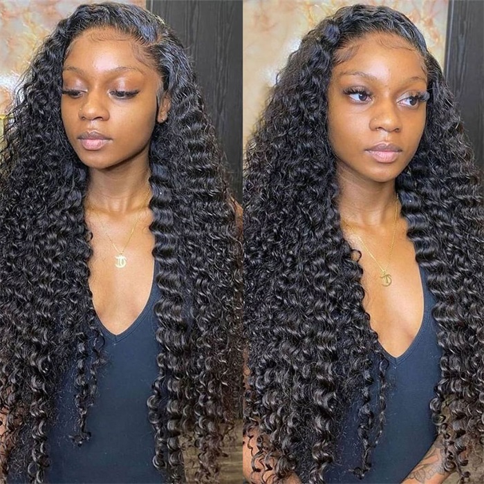 deep wave human hair 13x4 frontal lace wigs 1