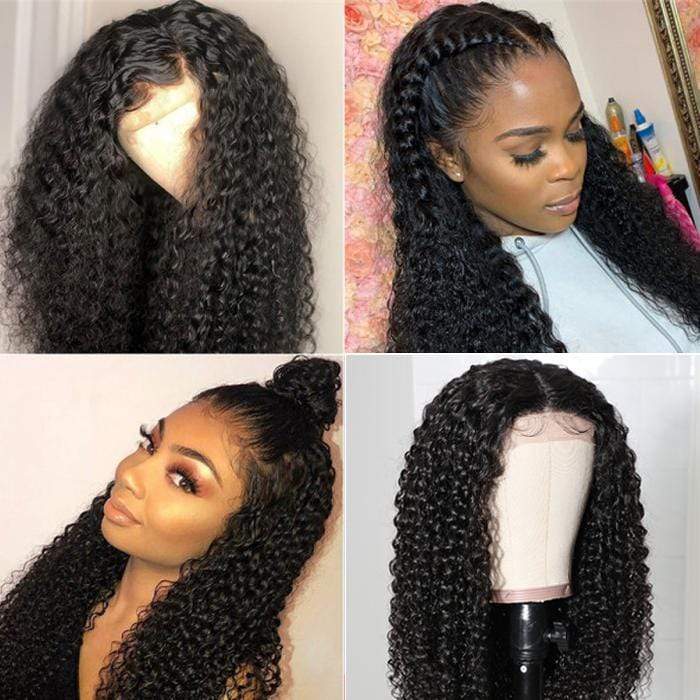 glueless 4x4 lace closure wigs curly human hair closure wigs 14-30inch 5