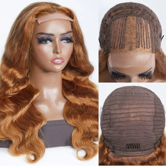 orange ginger color 13x4 lace front human hair wigs body wave 4