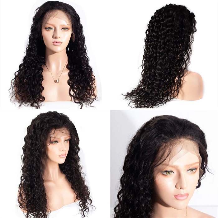 pre-plucked water wave hair 360 swiss lace front wigs high density 1