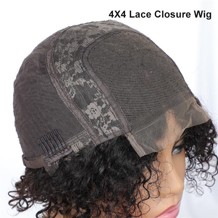 short bob pixie cut wigs 4x4 lace closure wigs 1