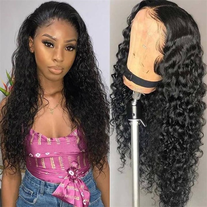 transparent full lace water wave human hair wigs 3