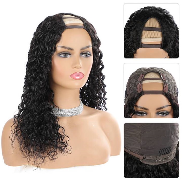 u part curly wig glueless brazilian virgin human hair wigs with clips 5