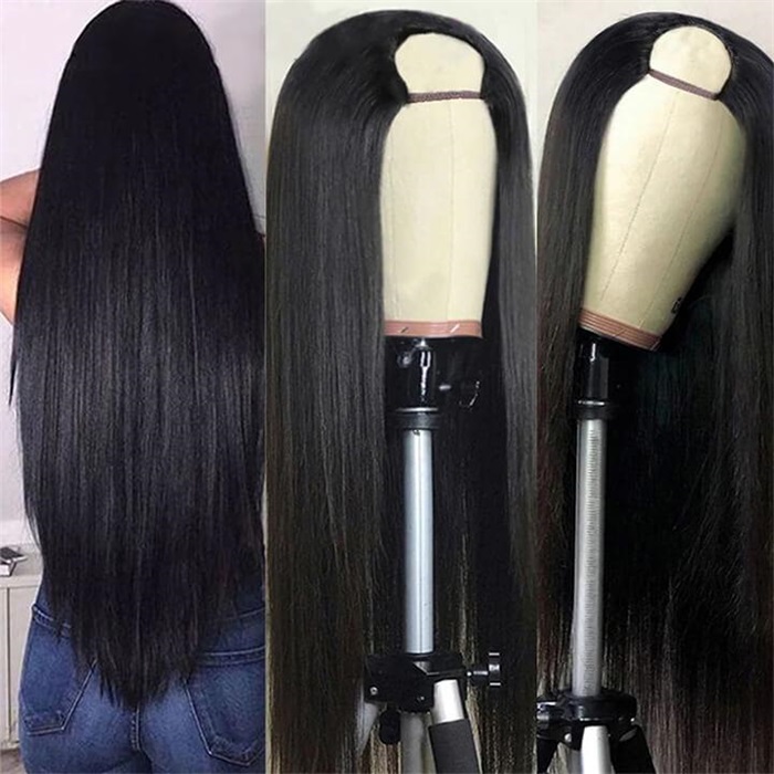 u part straight human hair wig easy to install 2