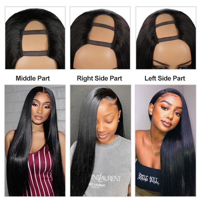 u part straight human hair wig easy to install 6