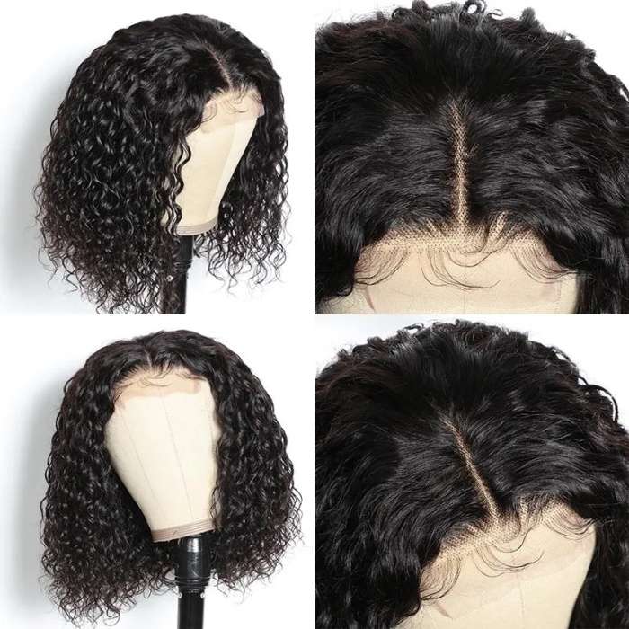 water wave 4x4 lace closure human hair bob wigs wholesale 4