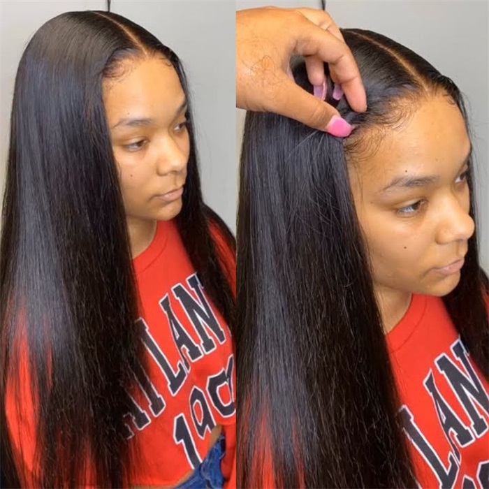 wholesale affordable straight 5x5 lace closure wig pre plucked with baby hair 4