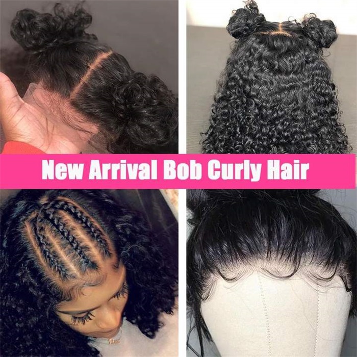 wholesale short bob curly lace front wigs side part 4